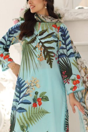 3 Piece Printed Lawn Suit With Chiffon Dupatta