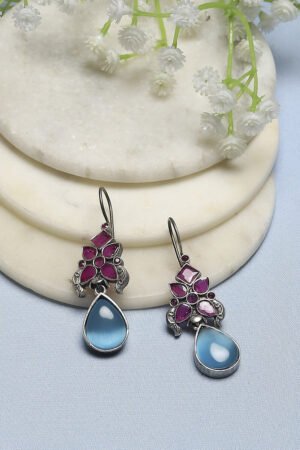 Blue Pink Brass Drop & Danglers
