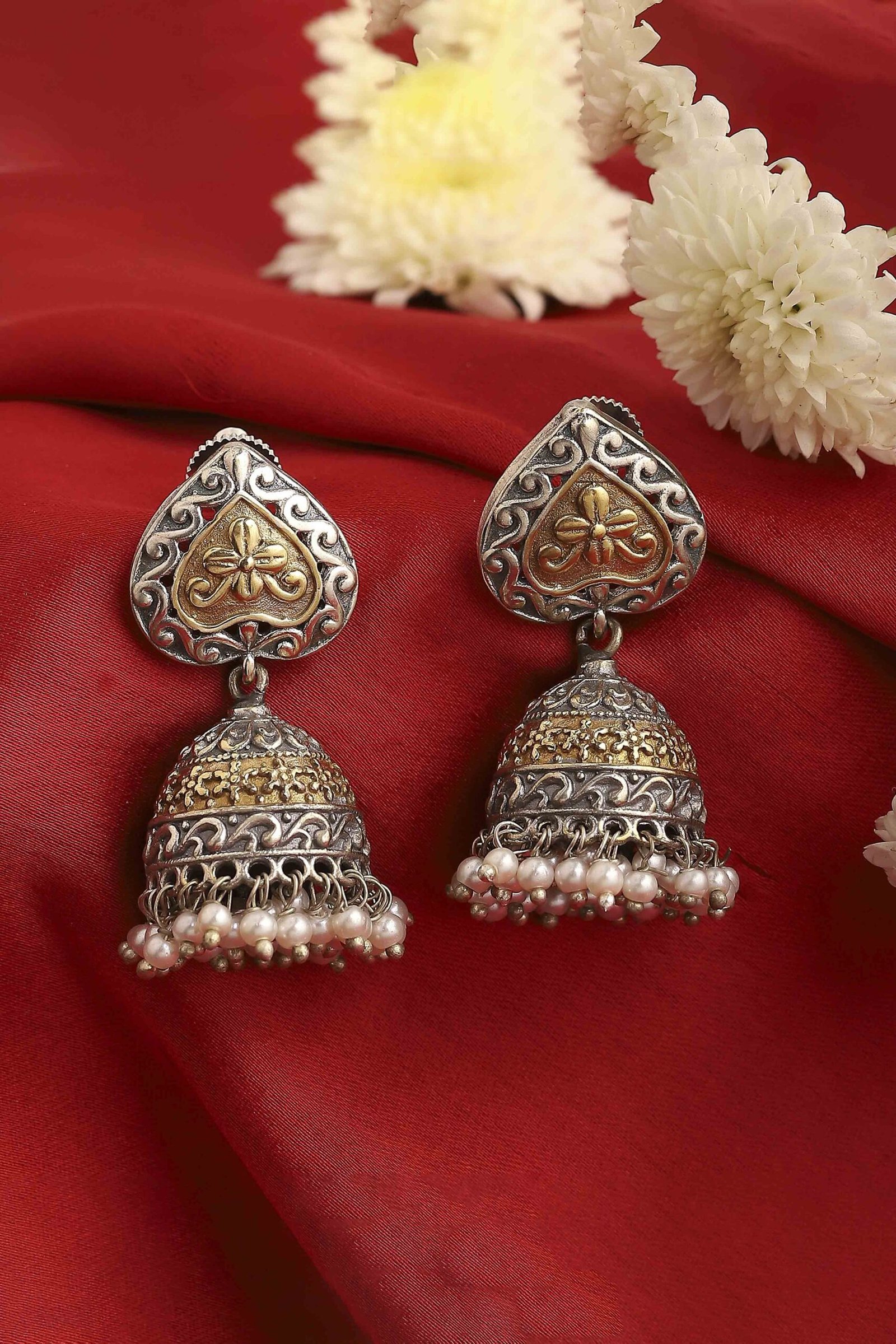 Oxidised Gold Textured Earrings