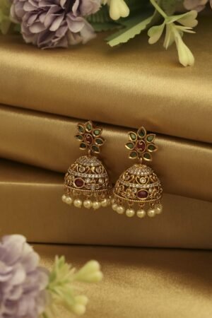 Green Brass Jhumka