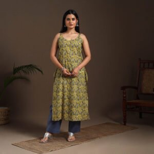 Green - Block Print Cotton Straight Sanganeri Kurta 18