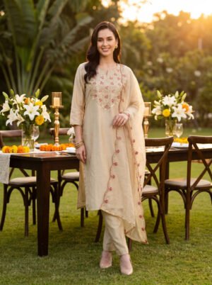 Gold Embroidered Kurta Set