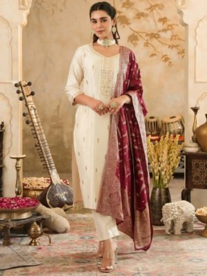 Off-White Embroidered Kurta Set