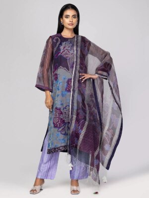 Grey/burgundy Ornamenta Theme Shalwar Kameez