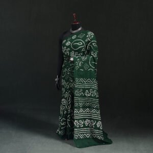 Green – Kutch Bandhani Tie-Dye Cotton Saree 80 by itokri, South Asian ethnic wear