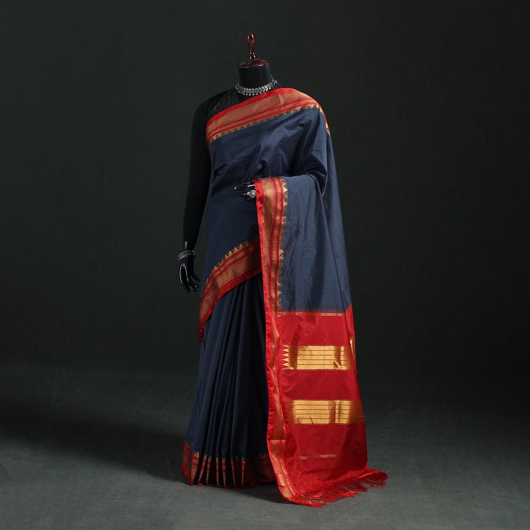Ilkal Weave Silk Cotton Zari Border Saree With Blouse Piece 26