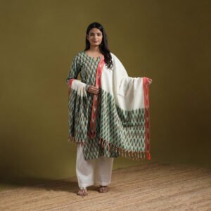 Pochampally Ikat Cotton Suit Set With Dupatta For Women 15 by itokri, South Asian ethnic wear