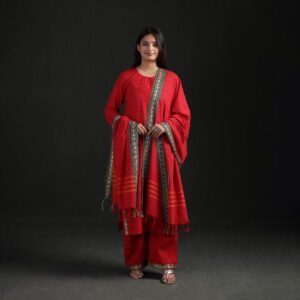 Red – Dharwad Cotton Suit Set With Dupatta For Women 06 by itokri, South Asian ethnic wear