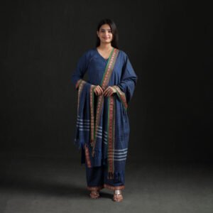Blue - Dharwad Cotton Suit Set With Dupatta For Women 05