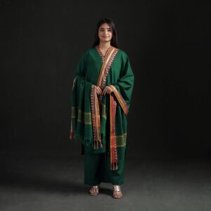 Green - Dharwad Cotton Suit Set With Dupatta For Women 11