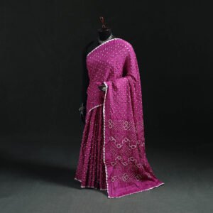 Purple – Kutch Bandhani Tie-Dye Cotton Saree 30 by itokri, South Asian ethnic wear