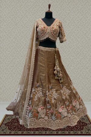 Bridal Organza Lehenga With Hand-Embroidered Birds And Floral Forest Motifs by Seasons Chennai, South Asian ethnic wear