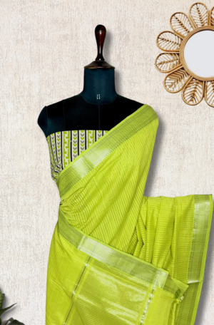 Exp – Handwoven Mangalgiri Cotton Saree – Barf Green + Silver by Tamara Chennai, South Asian ethnic wear