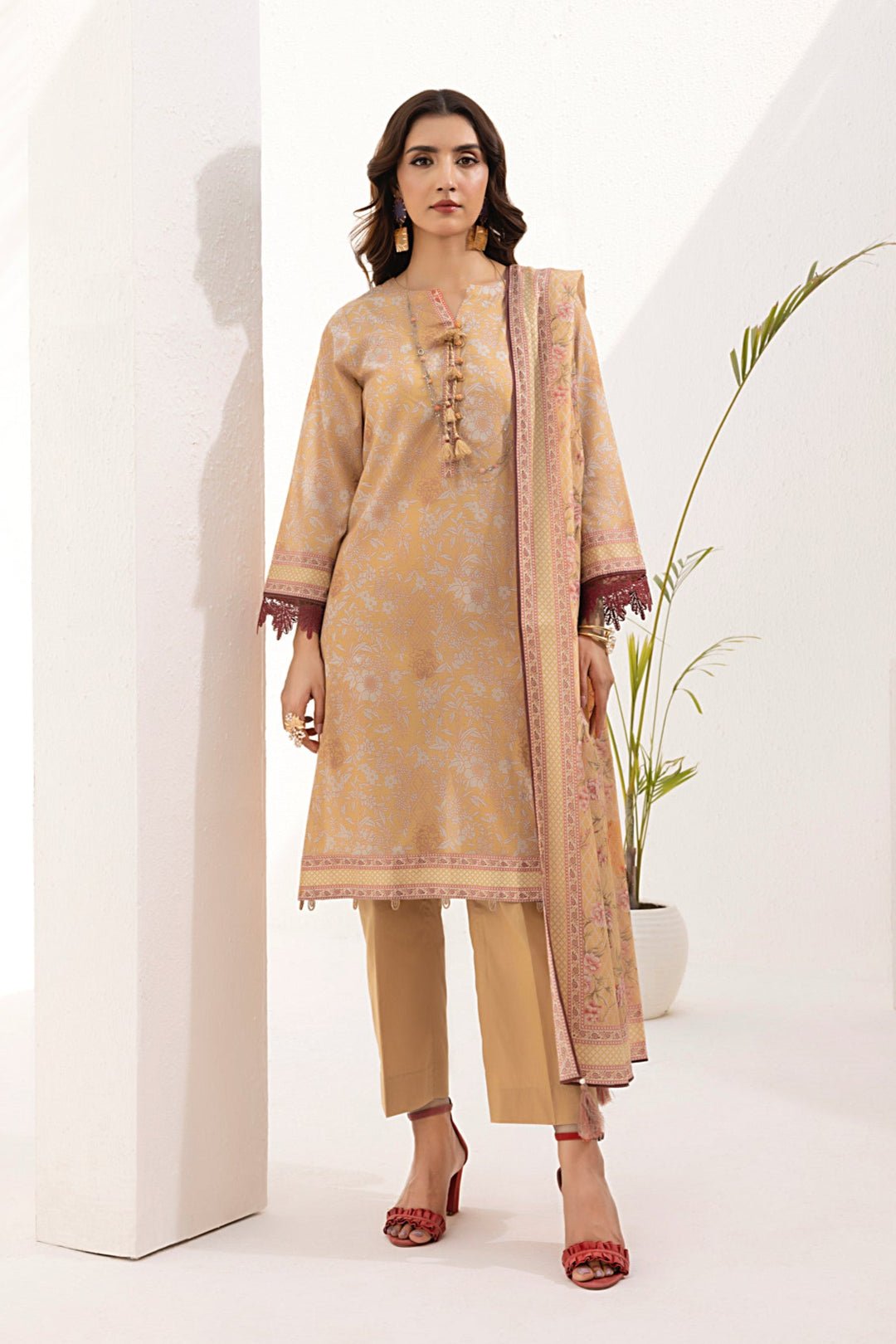 2 Piece Unstitched Printed Shirt & Dupatta by Lakahany, South Asian ethnic wear