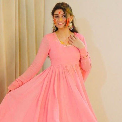 Bunai Rosy Pink Georgette Suit Set by Bunaai, South Asian ethnic wear