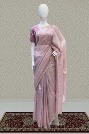 Lavender Saree With Sequins, Pearl And Beads Work by Seasons Chennai, South Asian ethnic wear