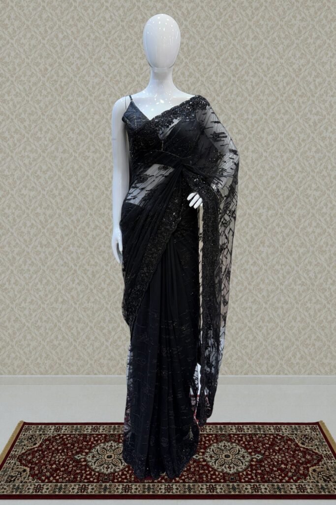 Premium Party Wear Net Saree With Heavy Embellished Border by Seasons Chennai, South Asian ethnic wear