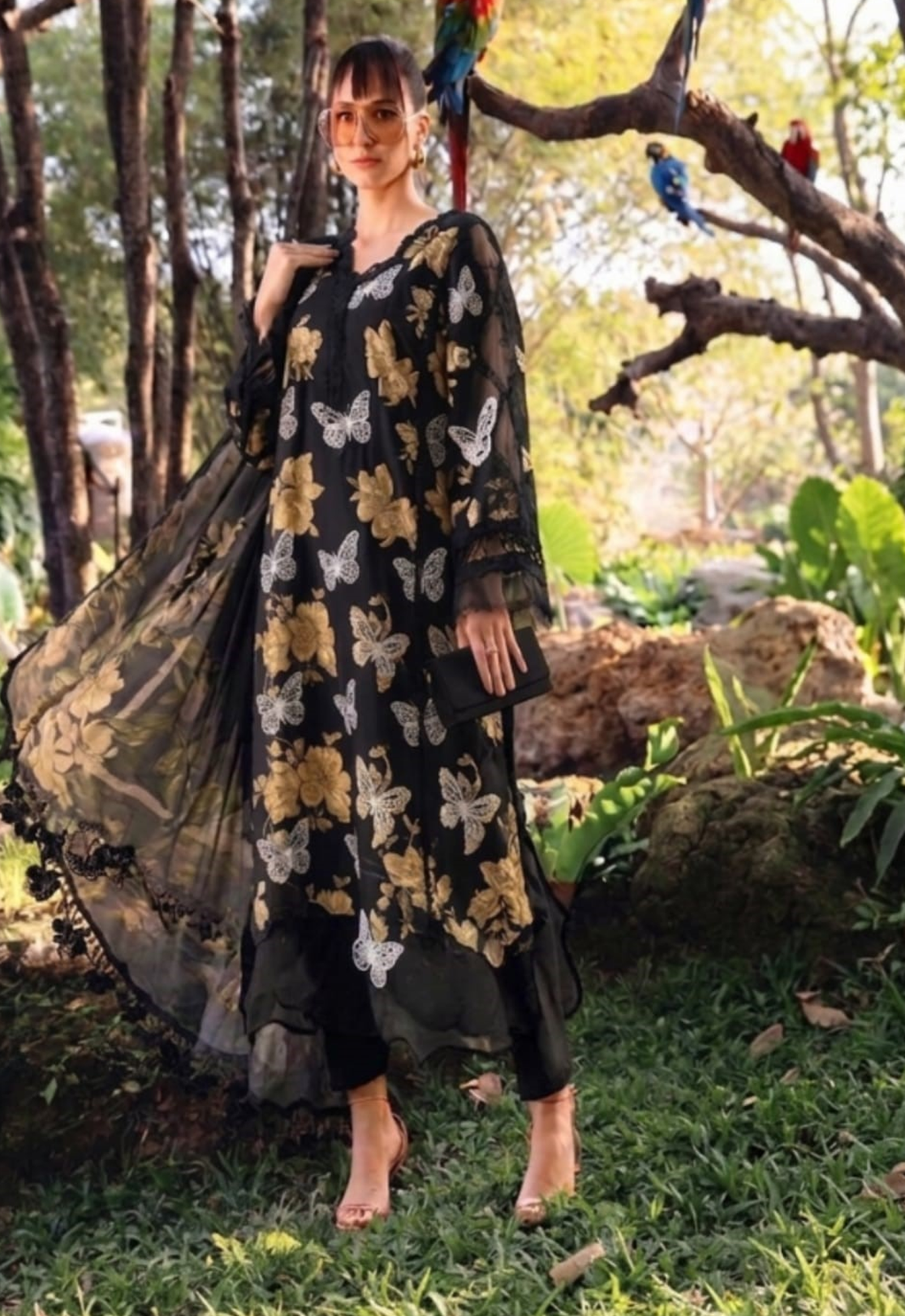 Embroidered Lawn 3 Piece Unstitched Suit Black-Mbl-Mpt-2901-A-26 - Summer Collection
