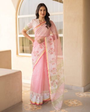 Suhana Pink Doria Printed Saree