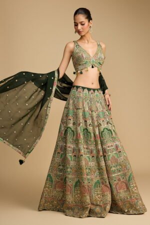 Forest Green Classic Lehenga Set With Al… by Seasons India, South Asian ethnic wear