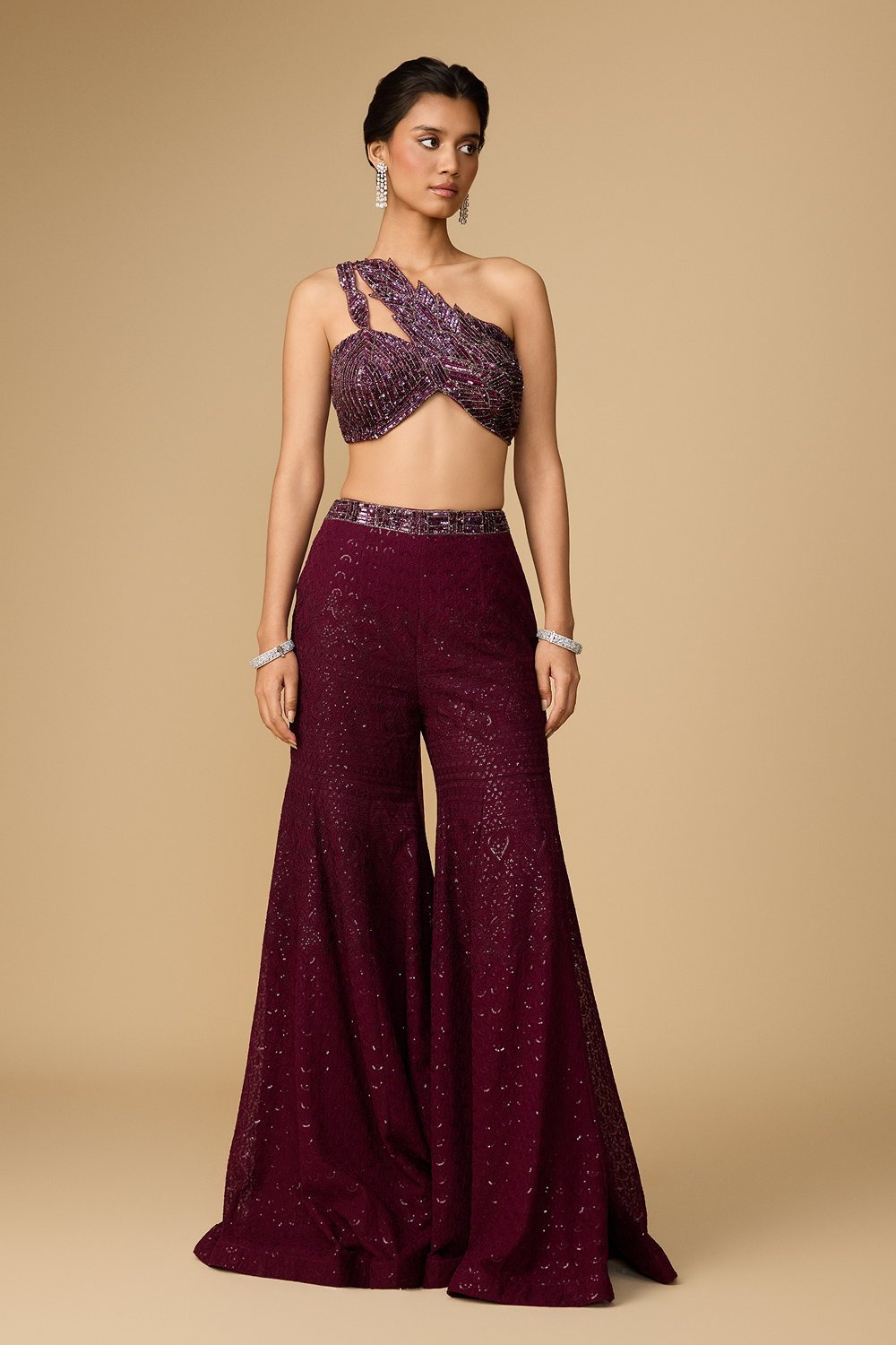 Deep Purple Classic Chikan Sharara Pant ...