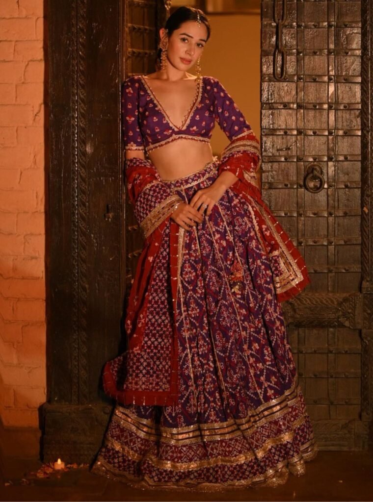 Anton Bemberg Silk Purple Lehenga by Mulmul, South Asian ethnic wear