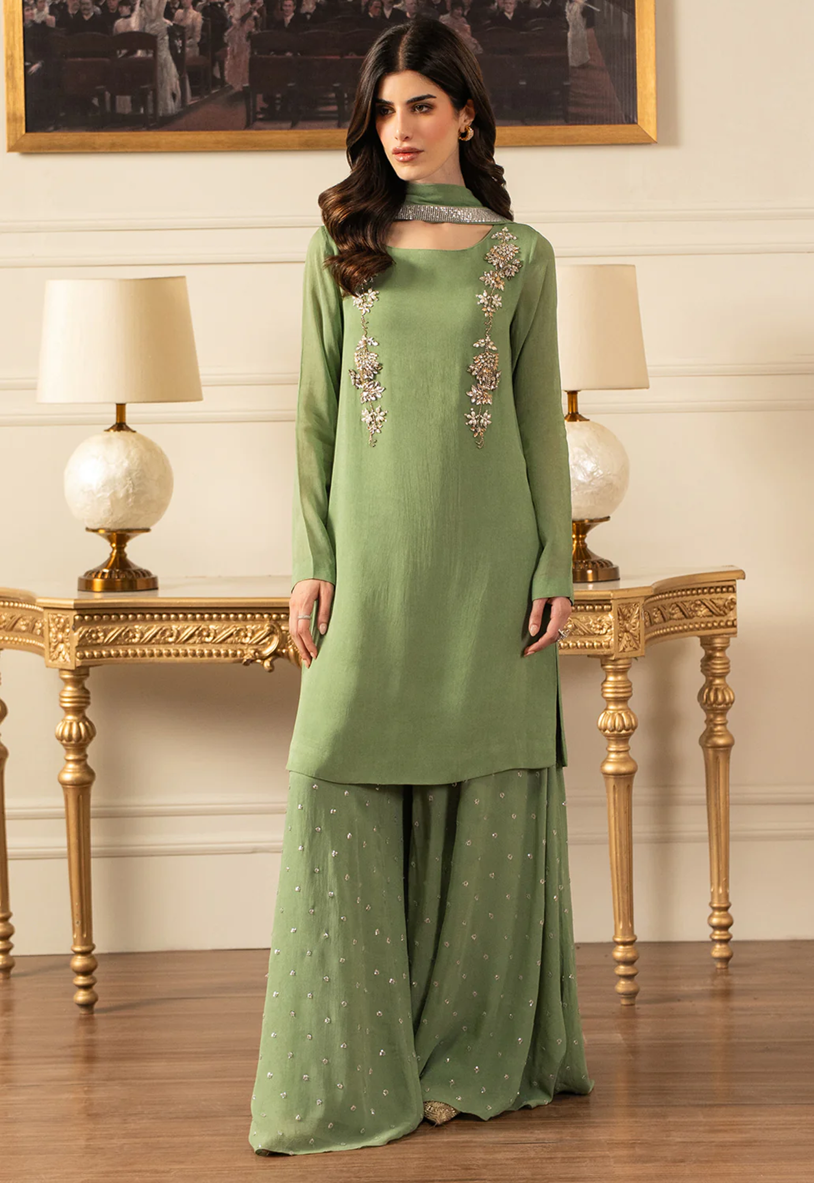 Embroidered Chiffon 3 Piece Unstitched Suit Ll-Reyaar Top-26 - Summer Collection