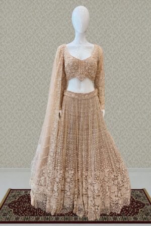 Gold Beads And Sequins Work Crop Top Designer Bridal Lehenga by Seasons Chennai, South Asian ethnic wear