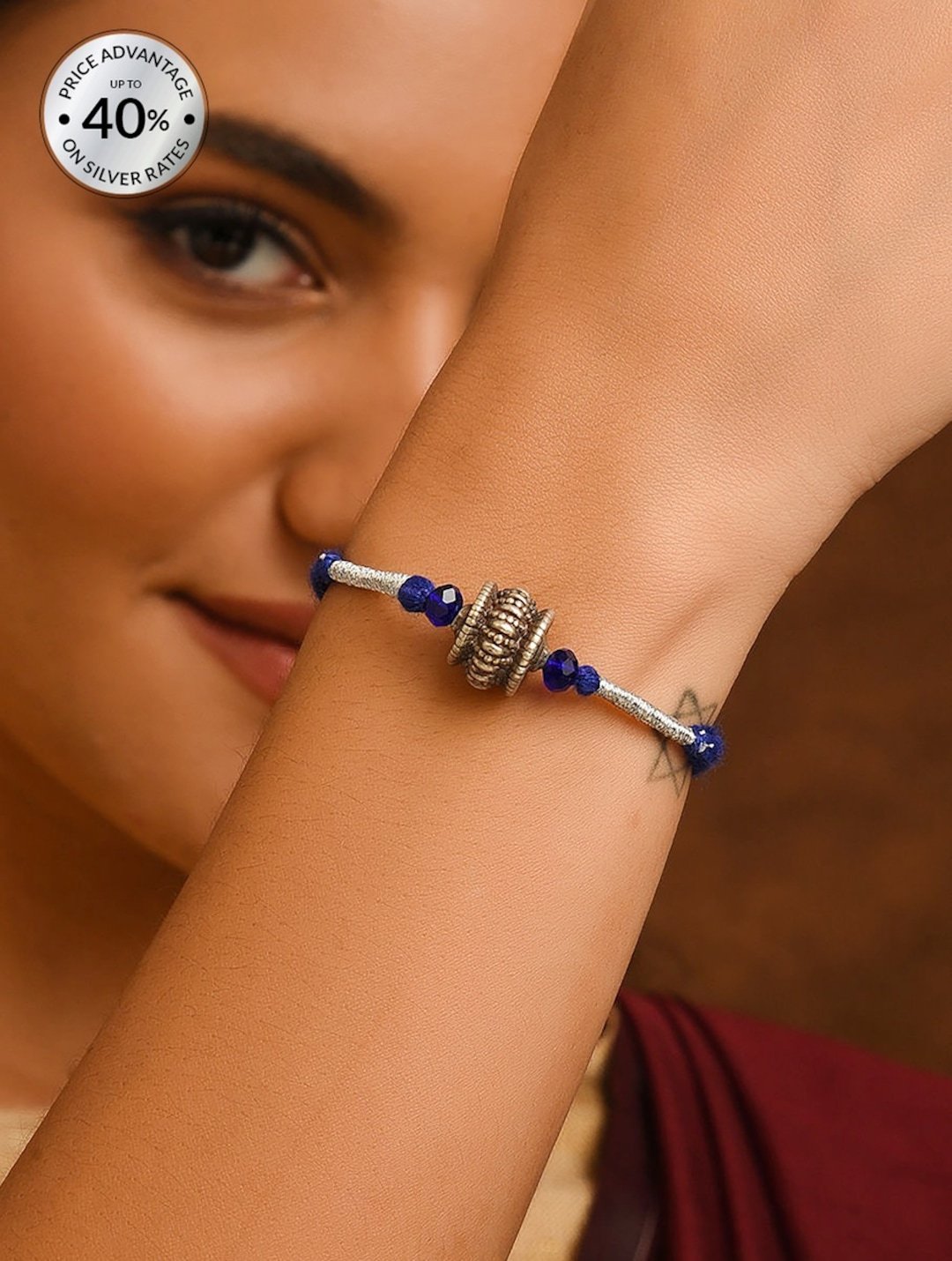 Women Tribal Silver Bracelet by Jaypore, South Asian ethnic wear