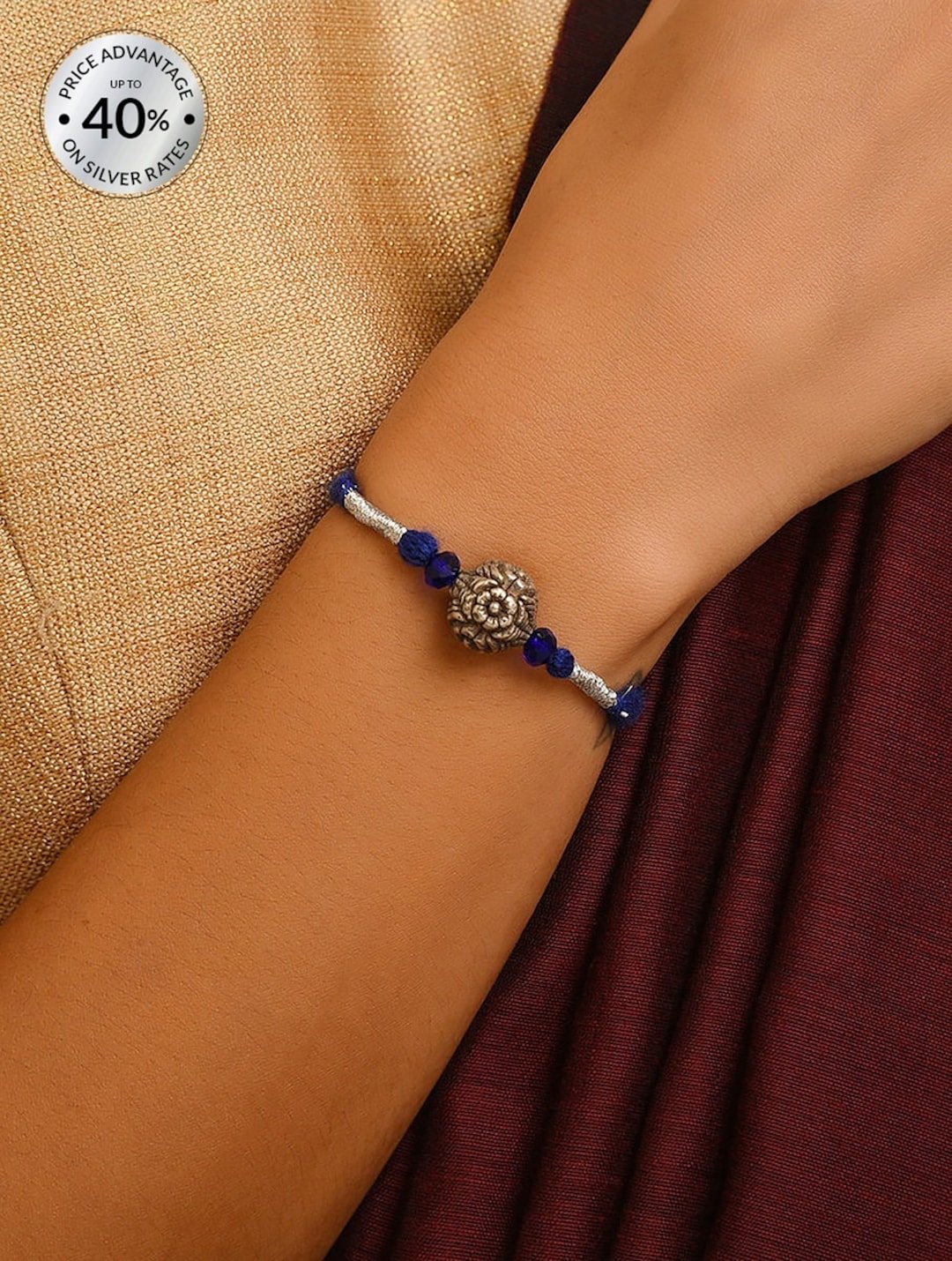 Women Tribal Silver Bracelet by Jaypore, South Asian ethnic wear
