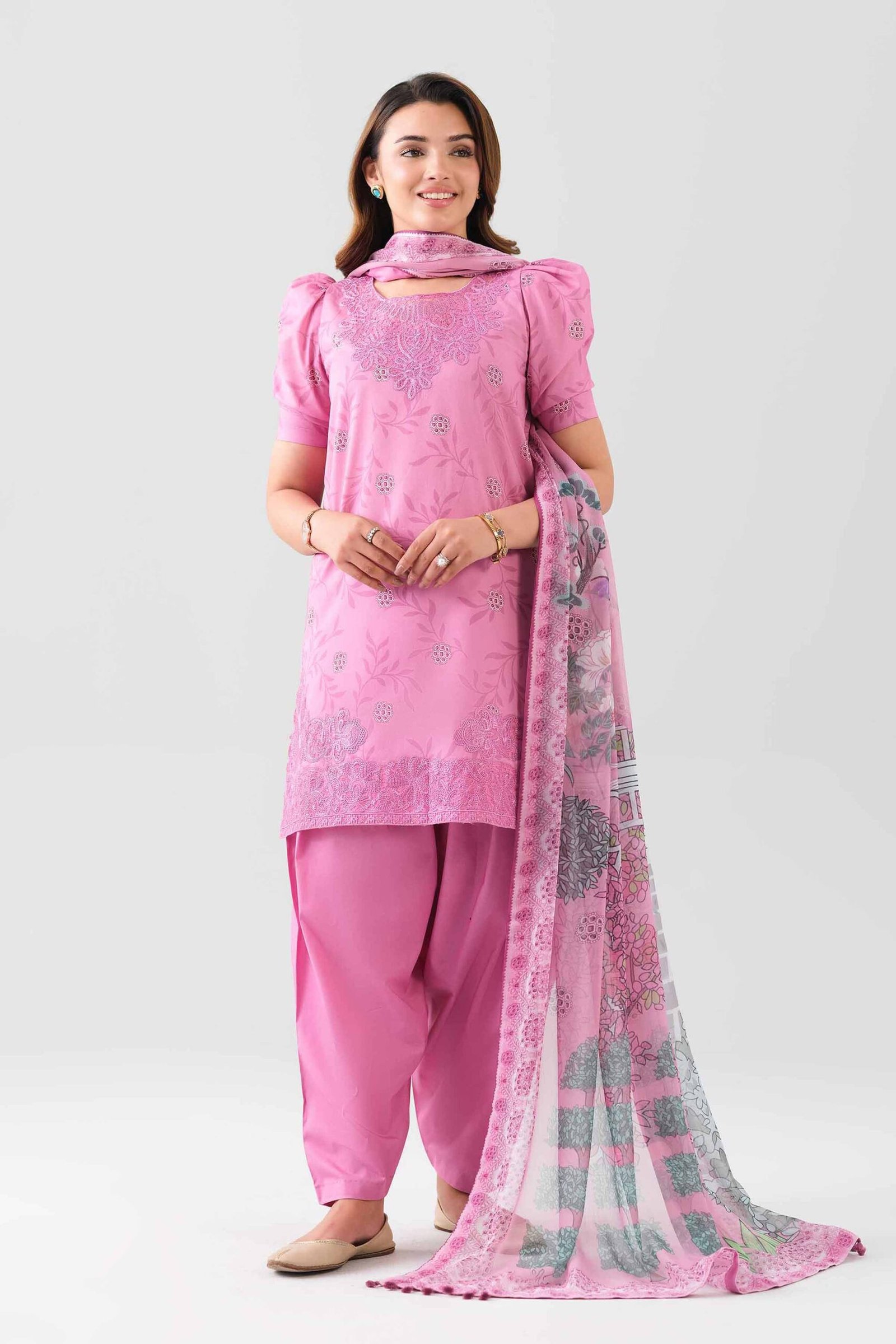 2 Piece - Digital Printed Embroidered Suit - 42601015