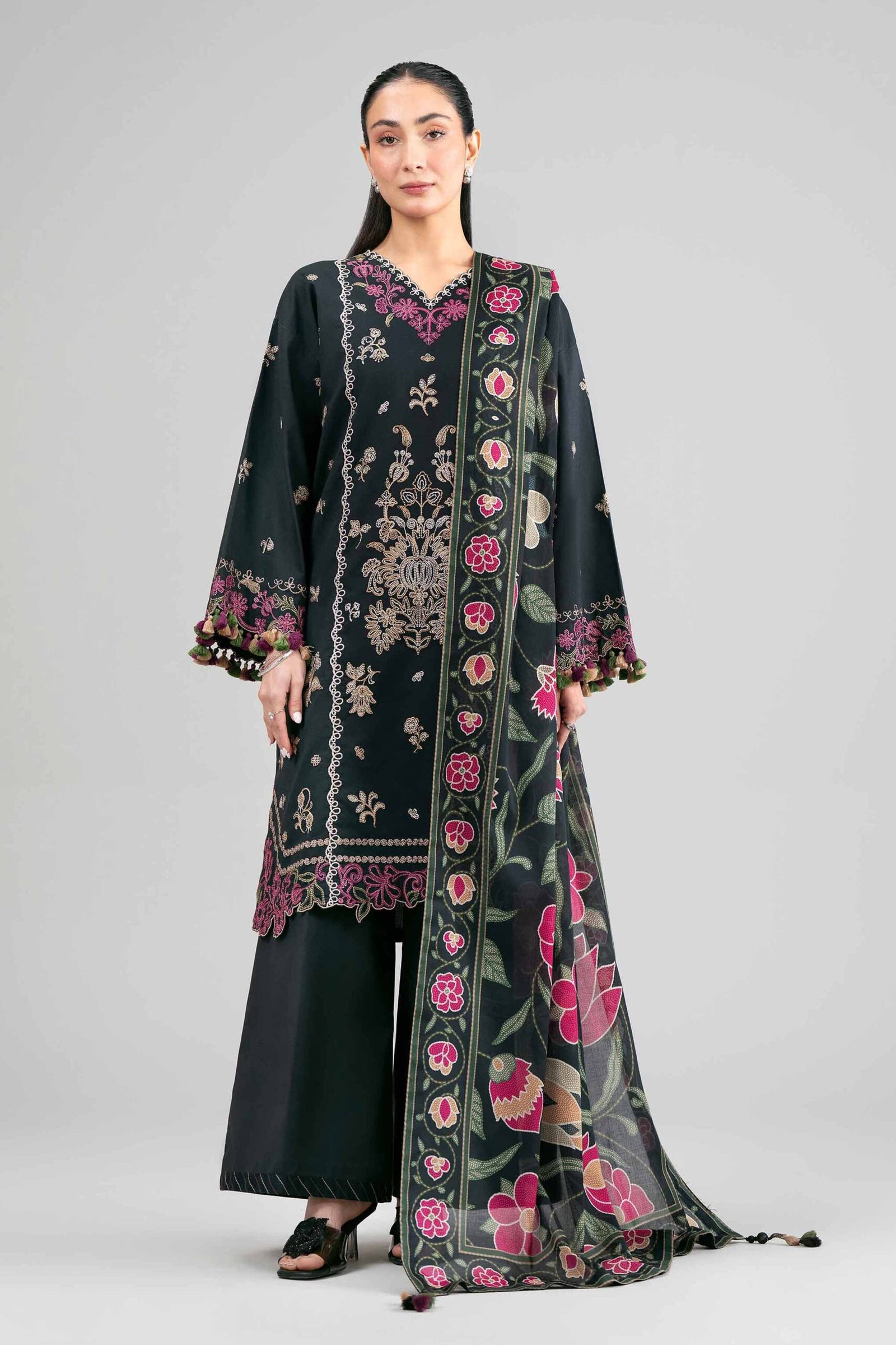 3 Piece - Digital Printed Embroidered Suit - 42601525