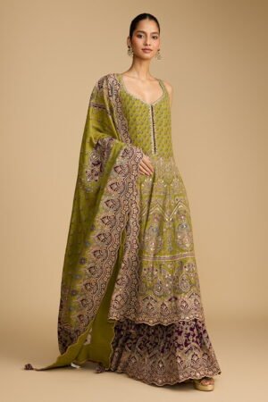 Fern Green And Maroon Block And Printed ...
