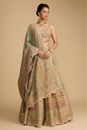 Pastel Bluish Green Printed Multi Colour… by Seasons India, South Asian ethnic wear