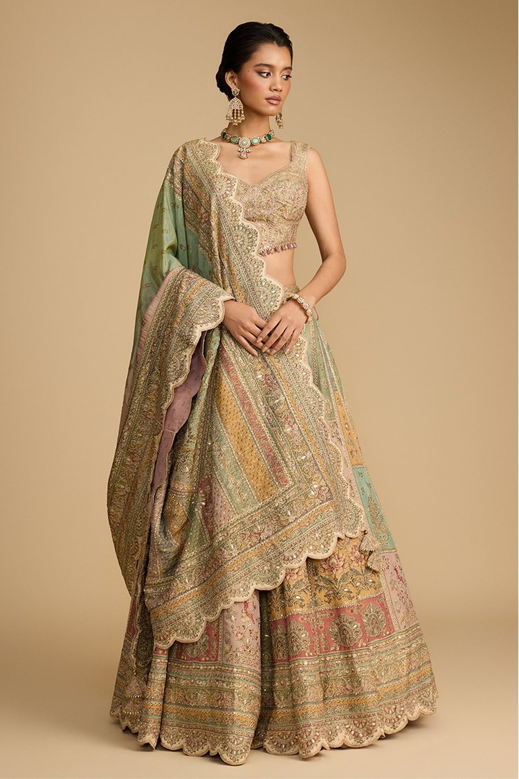 Pastel Bluish Green Printed Multi Colour...