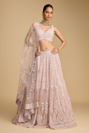 Baby Pink Classic Lehenga Set With Patte...
