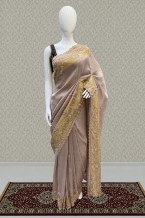 Onion Pink Banaras, Beads, Sequins And Zari Work Saree by Seasons Chennai, South Asian ethnic wear