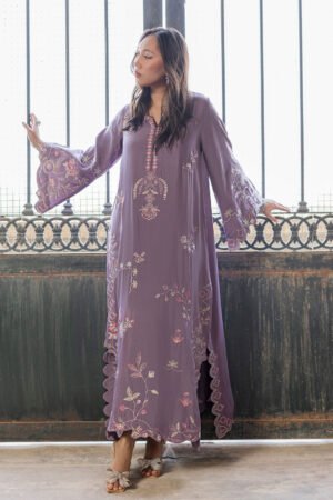 Ss26da-2919 Lilac – 1pcs – Embroidered Kaftan by dhanak, South Asian ethnic wear