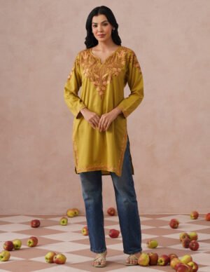 Mustard Cotton Kurti – Plain Bold Style | Casual Everyday Ethnic Wear by Kashmir Box, South Asian ethnic wear