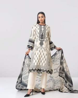 Smart Fit Embroidered Three-Piece Lawn With Silk Dupatta by Yellow, South Asian ethnic wear