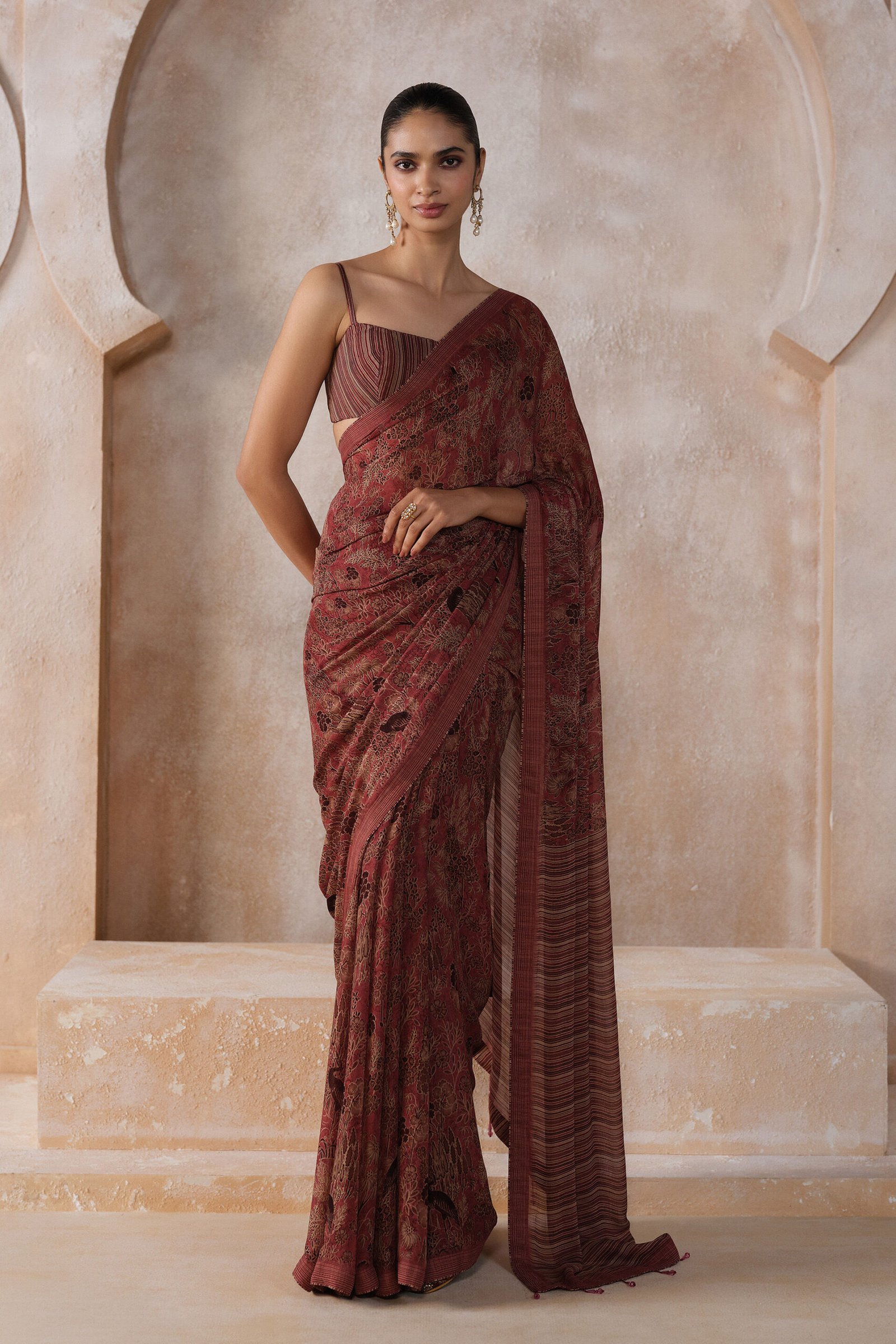 Onerva Chiffon Saree – Pink by Anita Dongre, South Asian ethnic wear