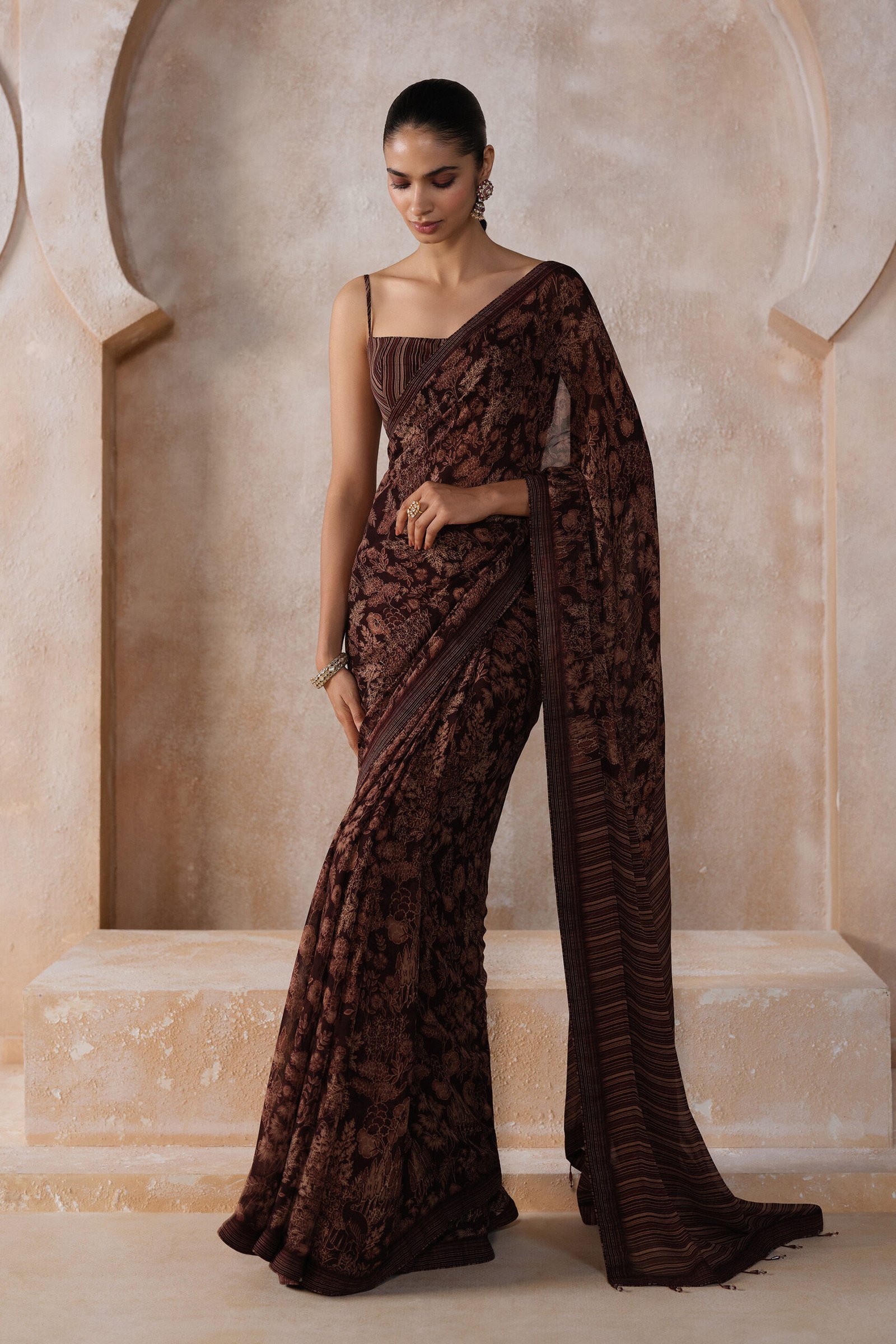 Onerva Chiffon Saree – Wine by Anita Dongre, South Asian ethnic wear