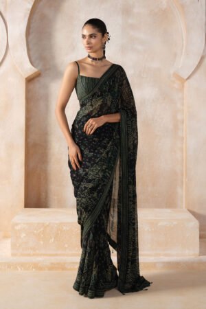 Tanairi Chiffon Saree – Black by Anita Dongre, South Asian ethnic wear