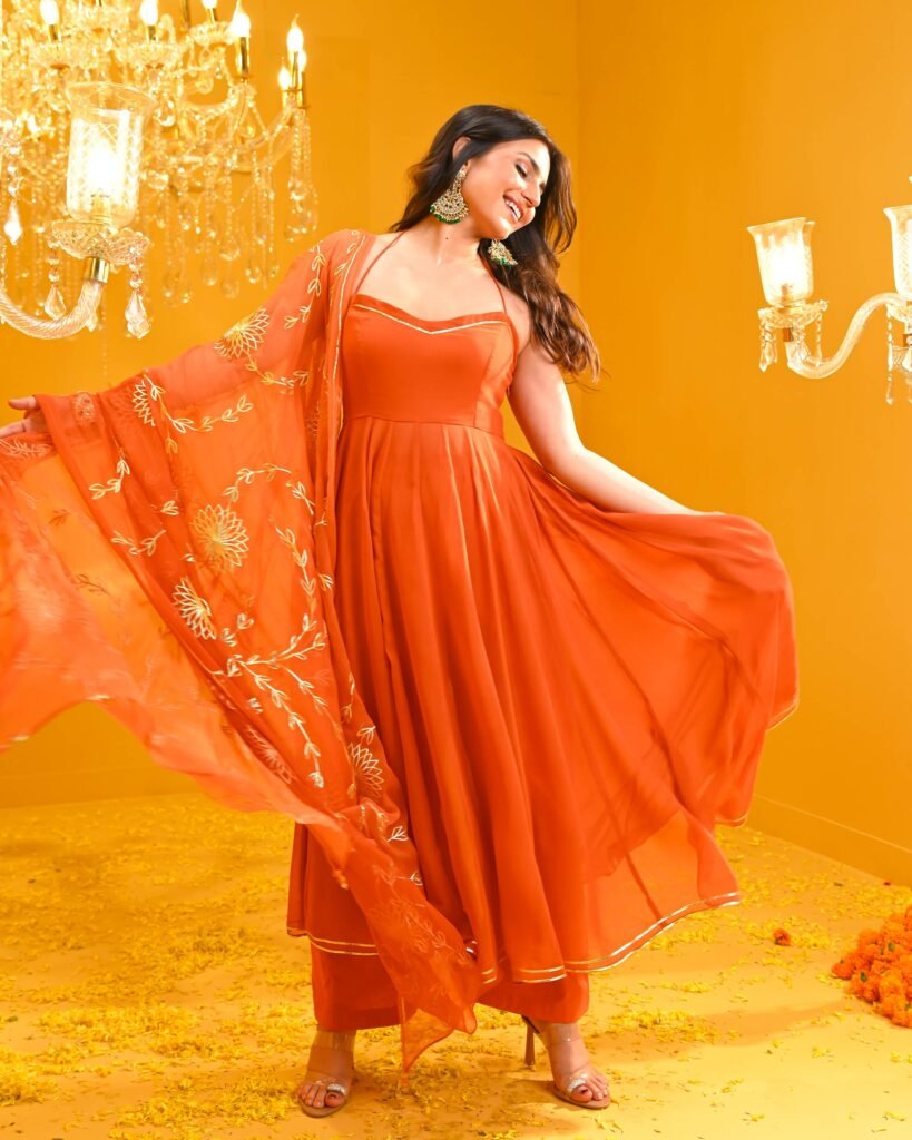 Nandini Georgette Suit Set by Bunaai, South Asian ethnic wear