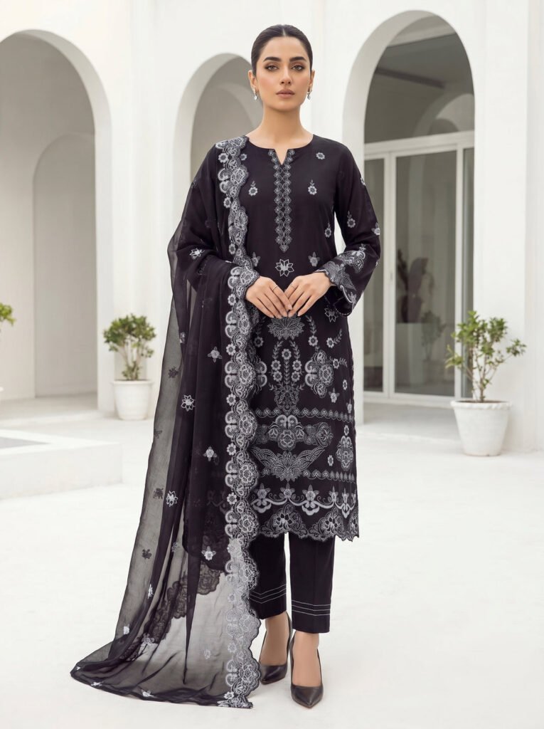3 Piece Unstitched Dyed Embroidered With Embroidered Chiffon Dupatta by Lakahany, South Asian ethnic wear