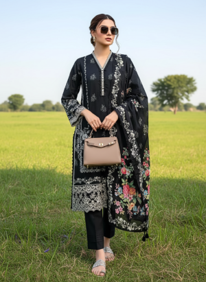 3 Piece Unstitched Printed Embroidered Lawn