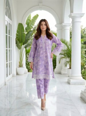 2 Piece Unstitched Printed Embroidered Shirt & Trouser