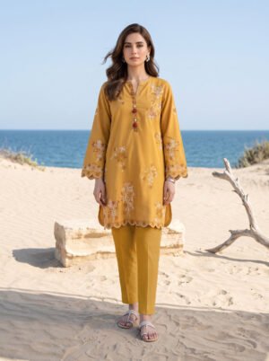 2 Piece Unstitched Embroidered With Shirt & Trouser