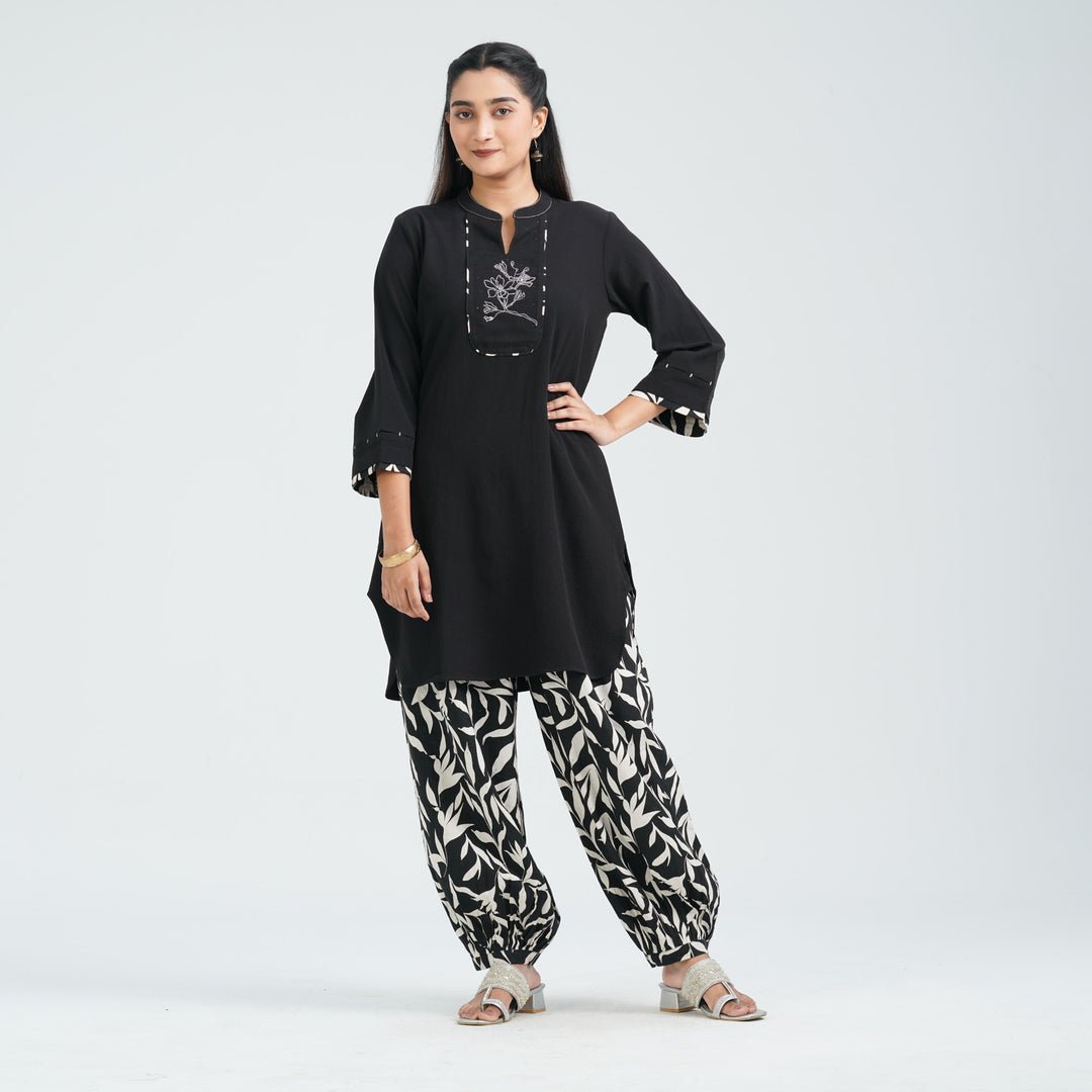 Women’s Black Embroidered Two Piece Set by TwelveBd, South Asian ethnic wear