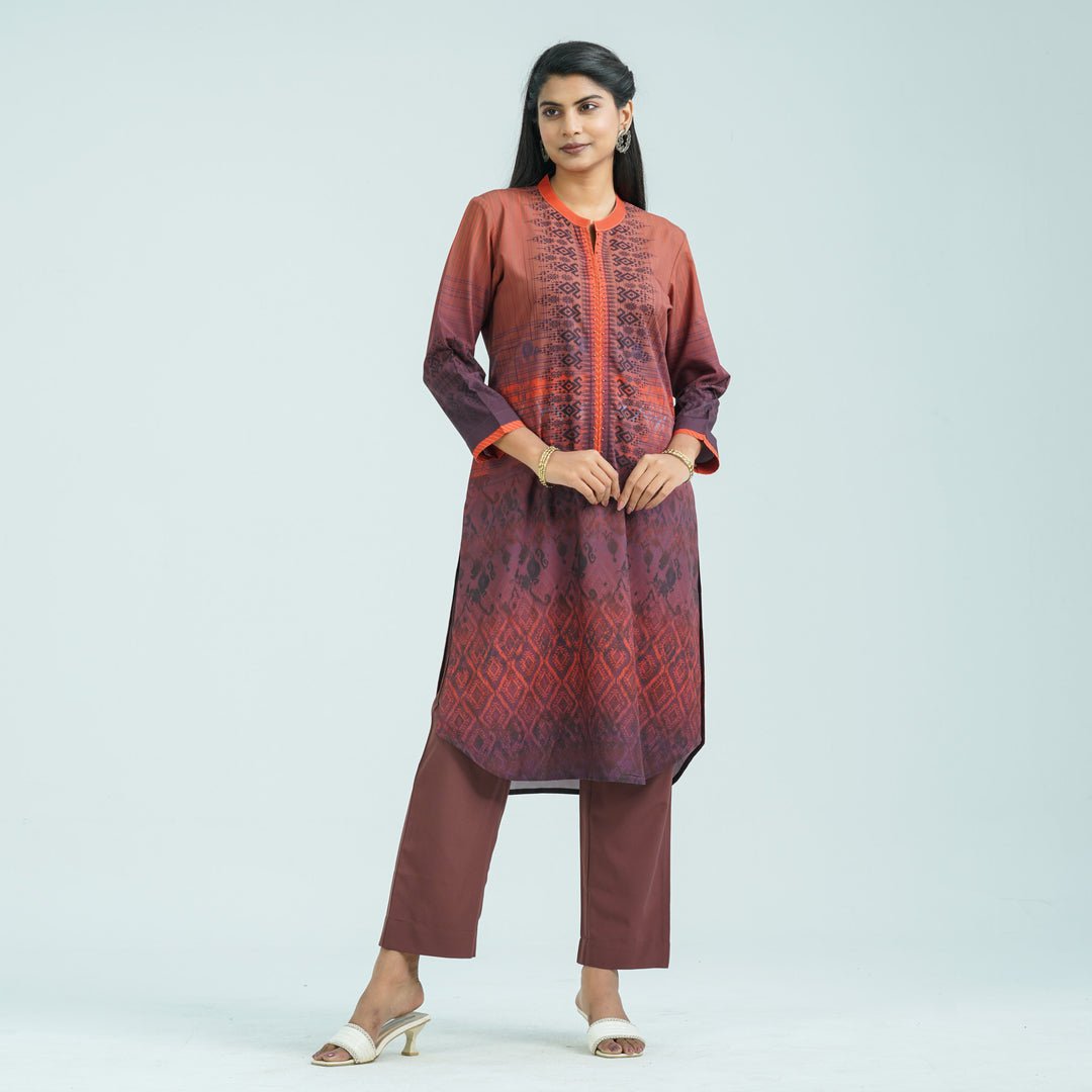 Women’s Brown Blended Silk Two Piece Set by TwelveBd, South Asian ethnic wear